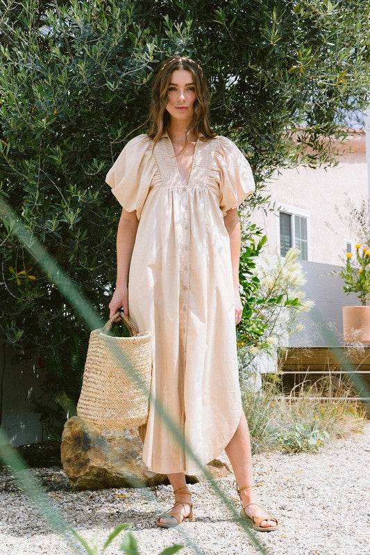 Annie Wear Smocked Puff Sleeve Midi Dress - Shop Style & More | Fresh Looks, Everyday Deals & Free Shipping