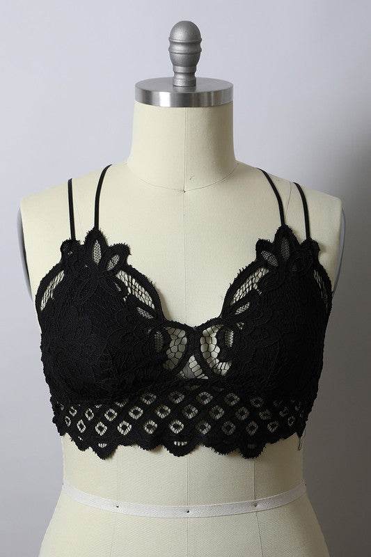 X-Large Padded Crochet Lace Longline Bralette - Shop Style & More | Fresh Looks, Everyday Deals & Free Shipping