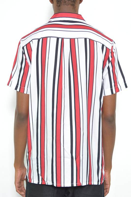 MENS SHORT SLEEVE STRIPED BUTTON DOWN SHIRT PRINT - Shop Style & More | Fresh Looks, Everyday Deals & Free Shipping