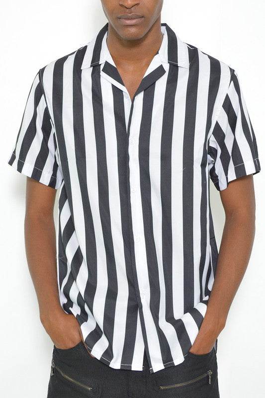 MENS SHORT SLEEVE STRIPED BUTTON DOWN PRINT SHIRT - Shop Style & More | Fresh Looks, Everyday Deals & Free Shipping