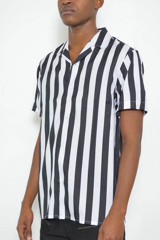 MENS SHORT SLEEVE STRIPED BUTTON DOWN PRINT SHIRT - Shop Style & More | Fresh Looks, Everyday Deals & Free Shipping