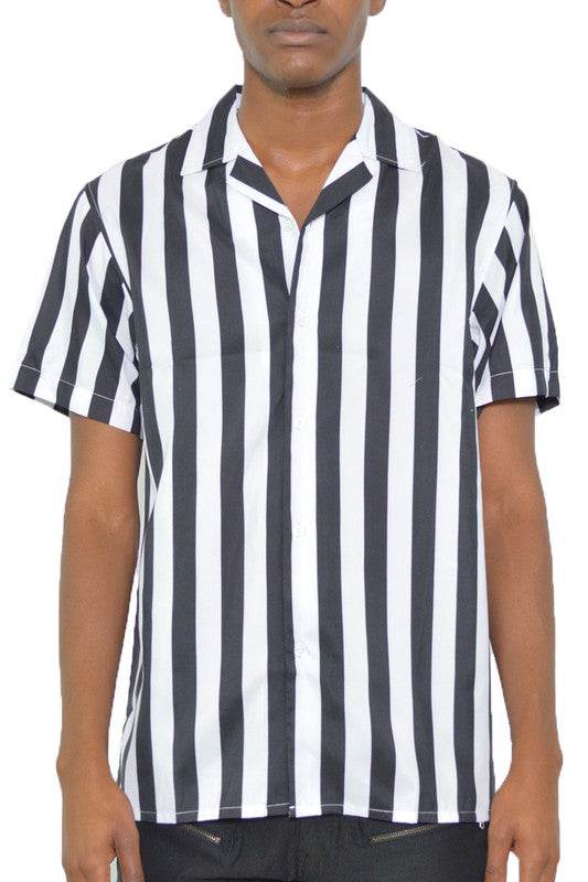 MENS SHORT SLEEVE STRIPED BUTTON DOWN PRINT SHIRT - Shop Style & More | Fresh Looks, Everyday Deals & Free Shipping