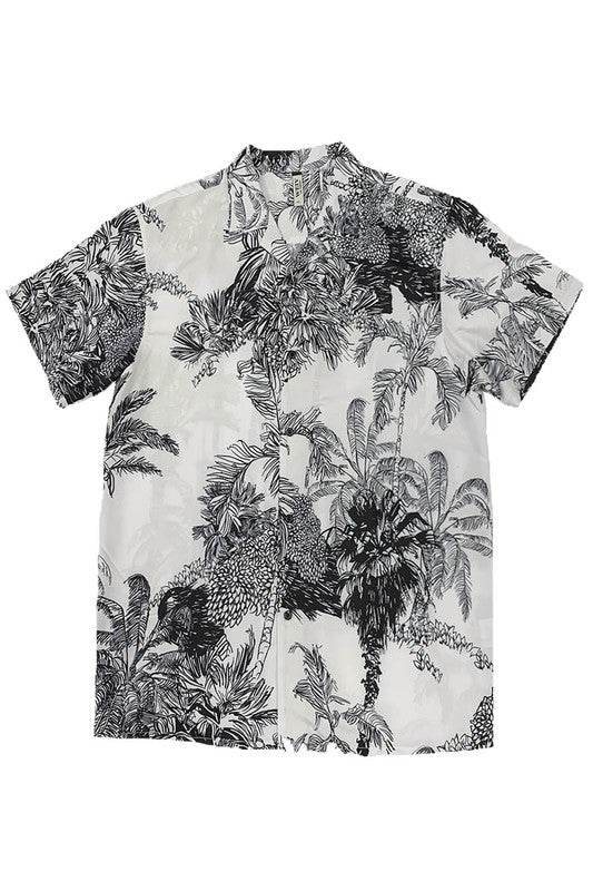 MENS WHITE BLACK PRINT BUTTON DOWN SHIRT - Shop Style & More | Fresh Looks, Everyday Deals & Free Shipping