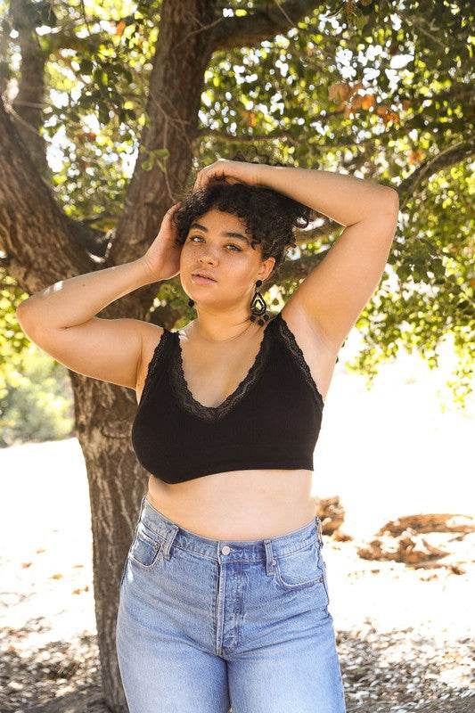 Lace Trim Padded Bralette Plus - Shop Style & More | Fresh Looks, Everyday Deals & Free Shipping