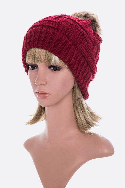 Raised Knit PomPom Beanie - Shop Style & More | Fresh Looks, Everyday Deals & Free Shipping