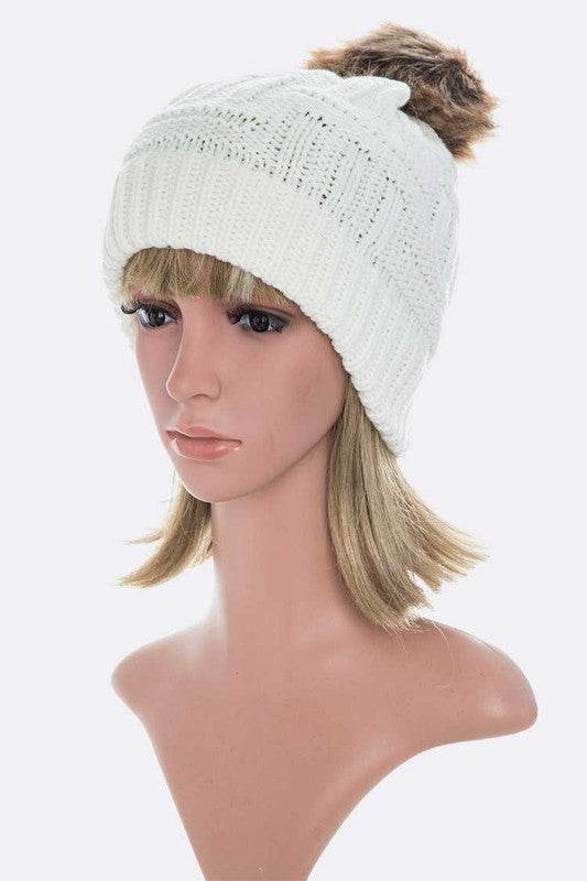 Raised Knit PomPom Beanie - Shop Style & More | Fresh Looks, Everyday Deals & Free Shipping