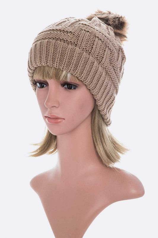 Raised Knit PomPom Beanie - Shop Style & More | Fresh Looks, Everyday Deals & Free Shipping