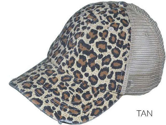 Leopard Messy Bun Hat - Shop Style & More | Fresh Looks, Everyday Deals & Free Shipping