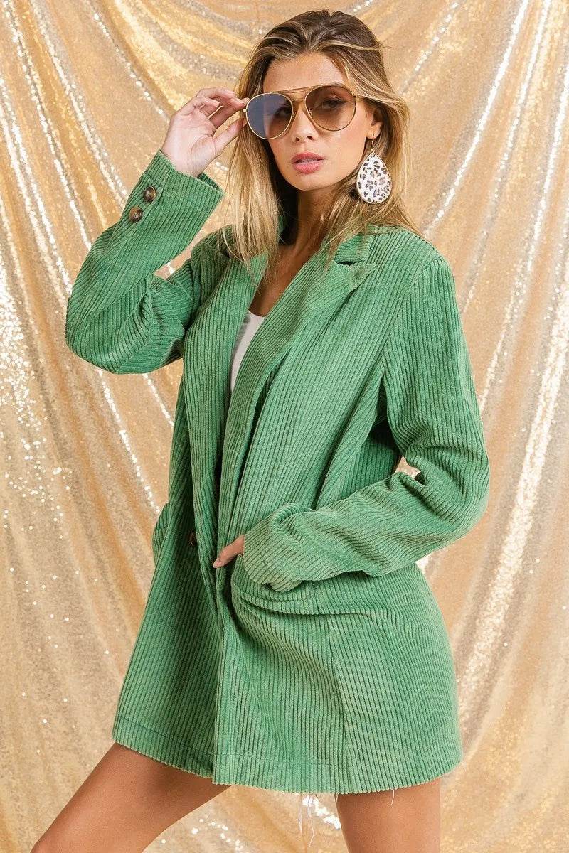 BiBi Vintage Washed Peak Lapel Double Breasted Blazer - Shop Style & More | Fresh Looks, Everyday Deals & Free Shipping