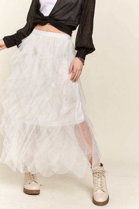 ADORA Ruffled Elastic Waist Midi Skirt - Shop Style & More | Fresh Looks, Everyday Deals & Free Shipping