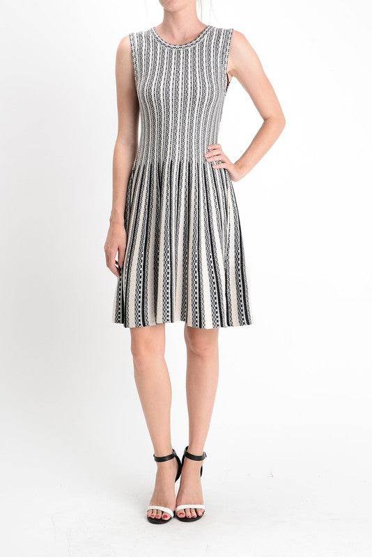 Flare Sleeveless Jacquard Sweater Knitted Dress - Shop Style & More | Fresh Looks, Everyday Deals & Free Shipping
