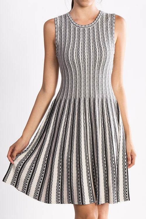 Flare Sleeveless Jacquard Sweater Knitted Dress - Shop Style & More | Fresh Looks, Everyday Deals & Free Shipping