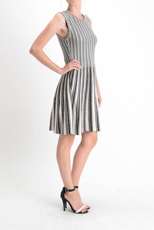 Flare Sleeveless Jacquard Sweater Knitted Dress - Shop Style & More | Fresh Looks, Everyday Deals & Free Shipping