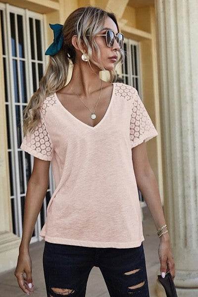 V neck top with lace detailing - Shop Style & More | Fresh Looks, Everyday Deals & Free Shipping