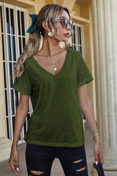 V neck top with lace detailing - Shop Style & More | Fresh Looks, Everyday Deals & Free Shipping