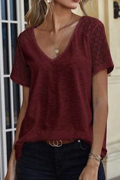 V neck top with lace detailing - Shop Style & More | Fresh Looks, Everyday Deals & Free Shipping