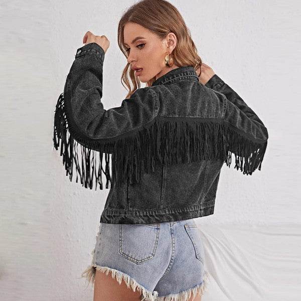 Cropped fringe denim jacket - Shop Style & More | Fresh Looks, Everyday Deals & Free Shipping
