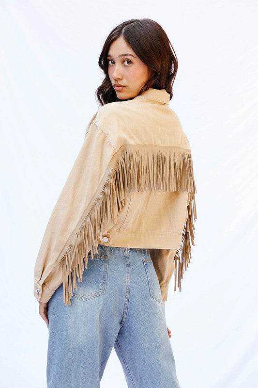 Cropped fringe denim jacket - Shop Style & More | Fresh Looks, Everyday Deals & Free Shipping