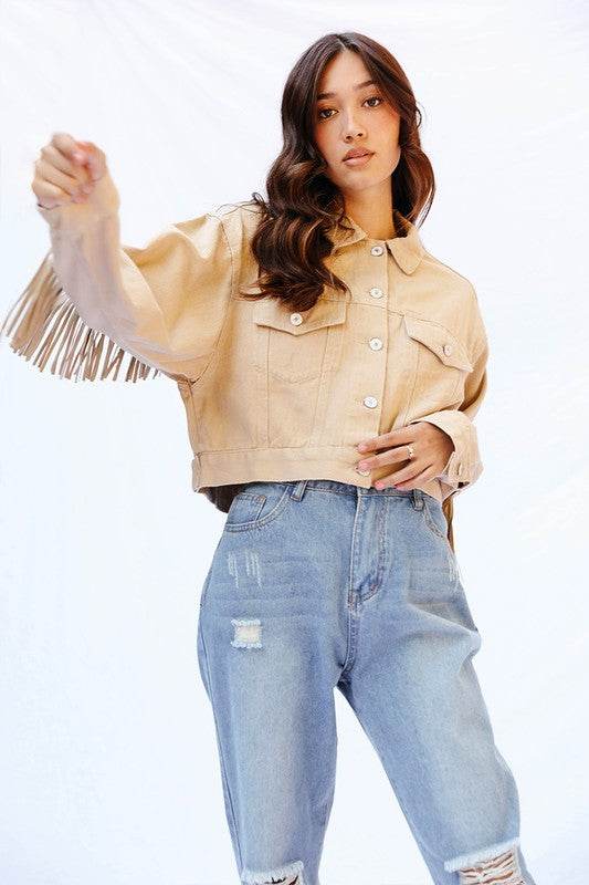 Cropped fringe denim jacket - Shop Style & More | Fresh Looks, Everyday Deals & Free Shipping