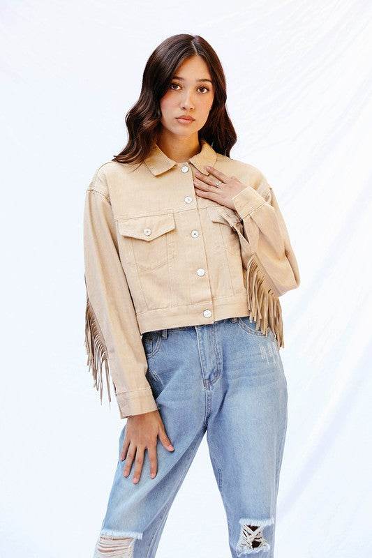 Cropped fringe denim jacket - Shop Style & More | Fresh Looks, Everyday Deals & Free Shipping
