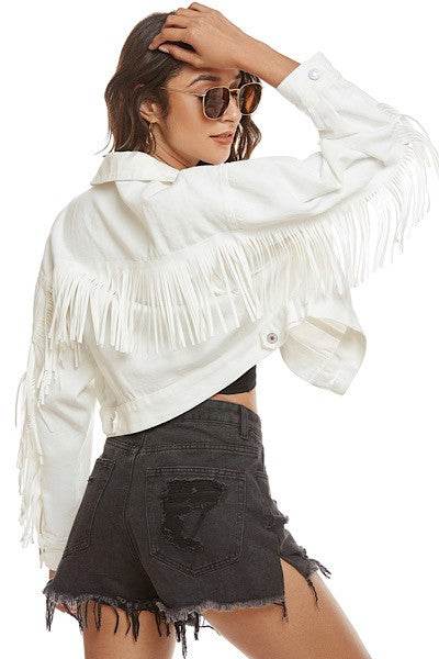 Cropped fringe denim jacket - Shop Style & More | Fresh Looks, Everyday Deals & Free Shipping