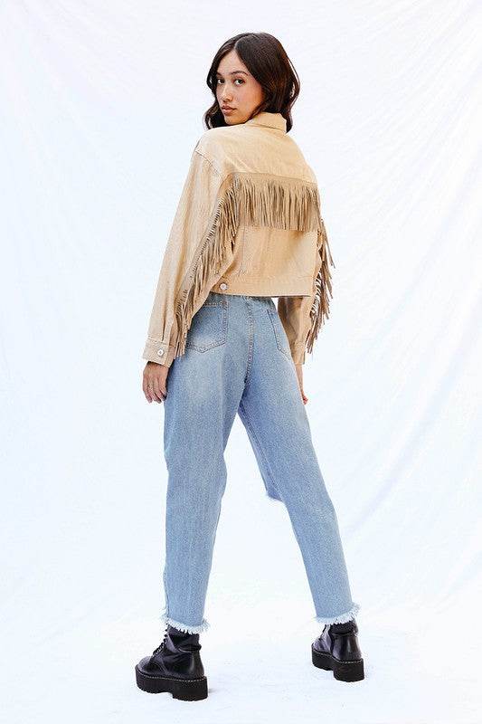 Cropped fringe denim jacket - Shop Style & More | Fresh Looks, Everyday Deals & Free Shipping