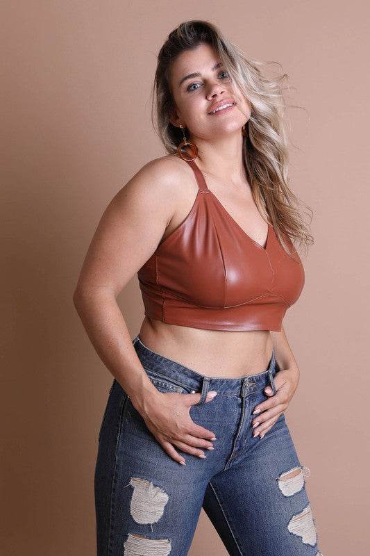 Faux Leather Longline Bralette Plus Size - Shop Style & More | Fresh Looks, Everyday Deals & Free Shipping