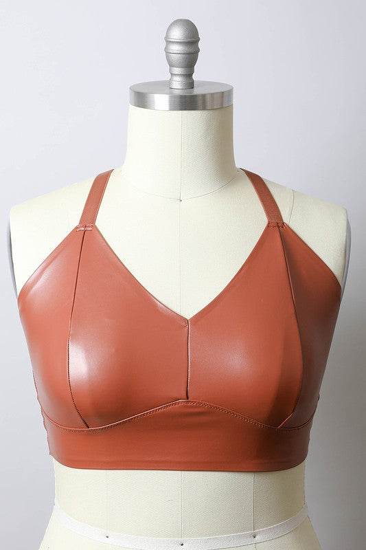 Faux Leather Longline Bralette Plus Size - Shop Style & More | Fresh Looks, Everyday Deals & Free Shipping