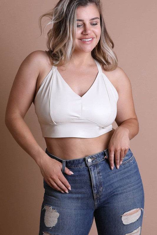Faux Leather Longline Bralette Plus Size - Shop Style & More | Fresh Looks, Everyday Deals & Free Shipping