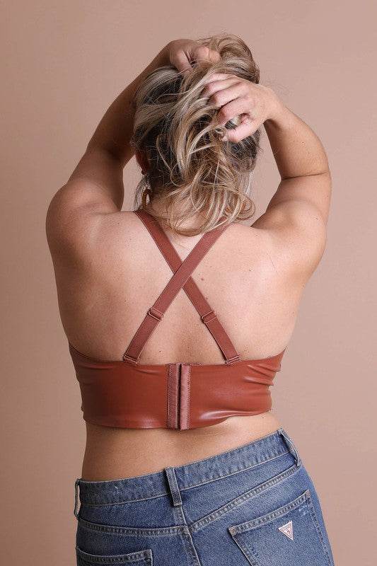 Faux Leather Longline Bralette Plus Size - Shop Style & More | Fresh Looks, Everyday Deals & Free Shipping