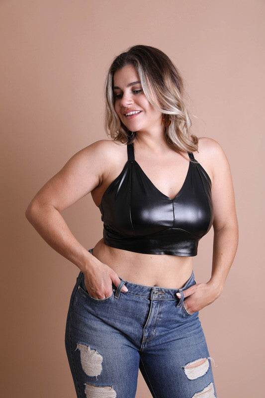 Faux Leather Longline Bralette Plus Size - Shop Style & More | Fresh Looks, Everyday Deals & Free Shipping