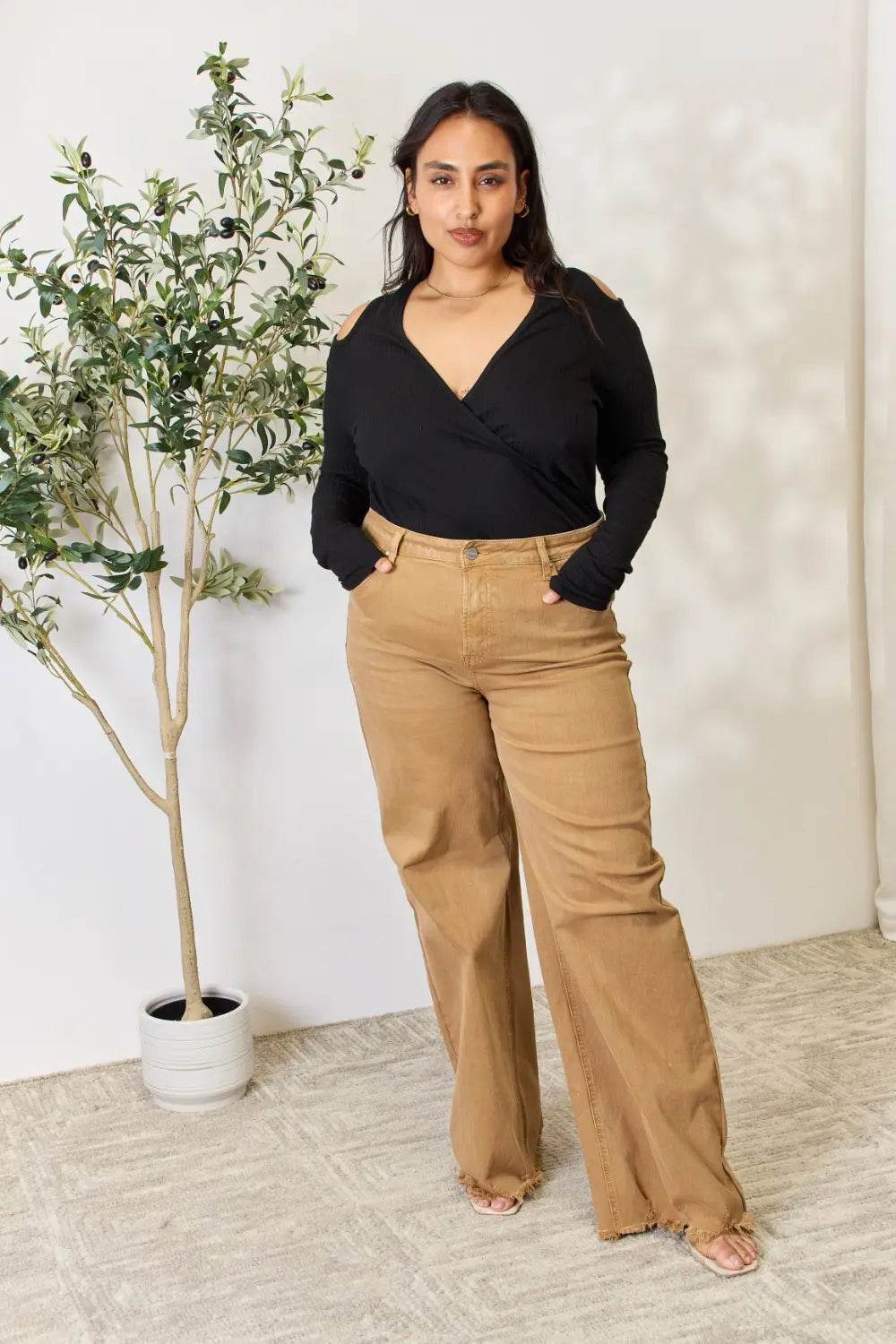 Culture Code Full Size Ribbed Surplice Cold Shoulder Top - Shop Style & More | Fresh Looks, Everyday Deals & Free Shipping