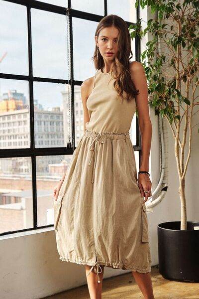 ADORA Drawstring Sleeveless Washed Dress - Shop Style & More | Fresh Looks, Everyday Deals & Free Shipping