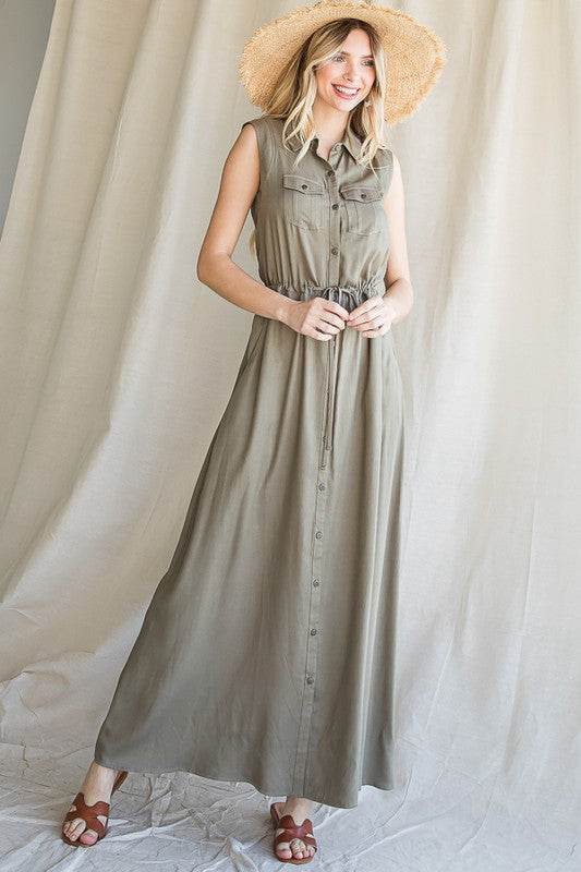 BUTTON DOWN MAXI DRESS - Shop Style & More | Fresh Looks, Everyday Deals & Free Shipping