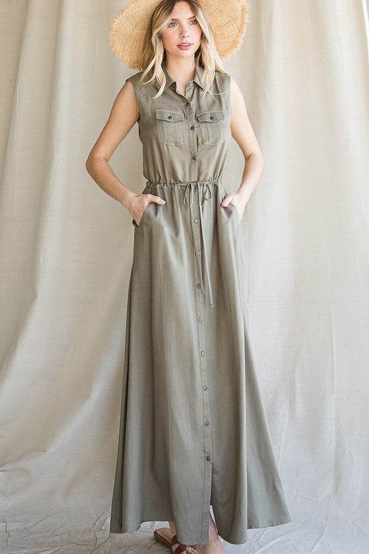 BUTTON DOWN MAXI DRESS - Shop Style & More | Fresh Looks, Everyday Deals & Free Shipping