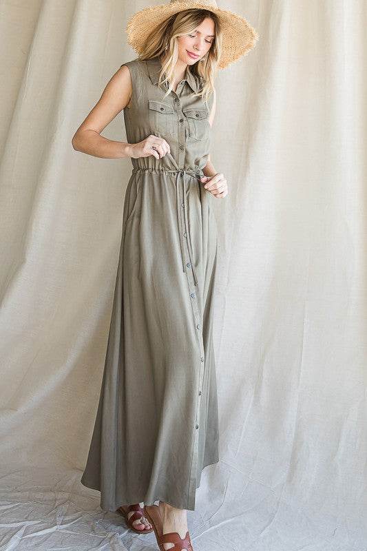 BUTTON DOWN MAXI DRESS - Shop Style & More | Fresh Looks, Everyday Deals & Free Shipping