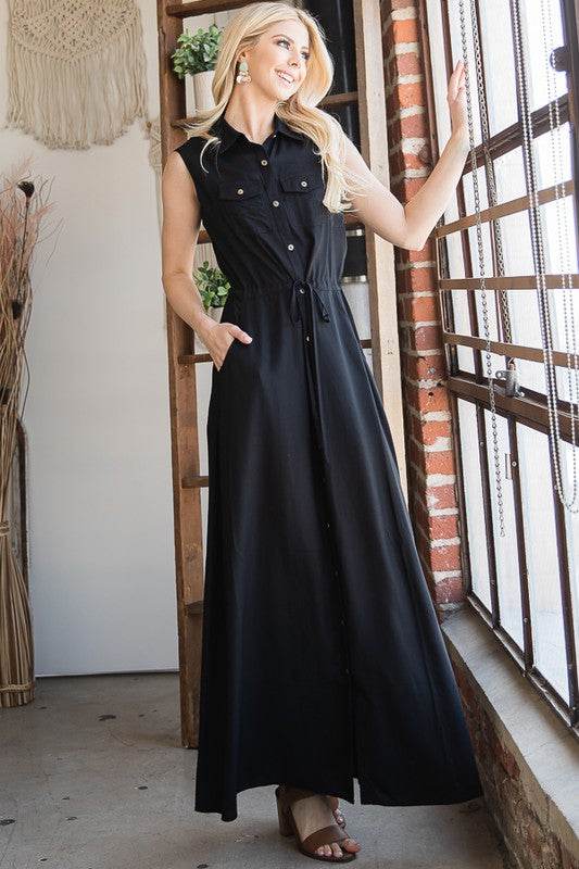 BUTTON DOWN MAXI DRESS - Shop Style & More | Fresh Looks, Everyday Deals & Free Shipping
