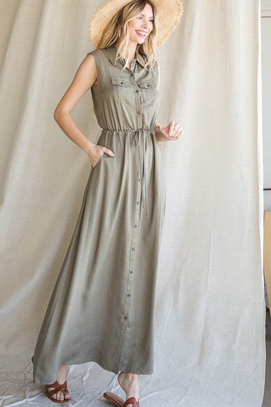 BUTTON DOWN MAXI DRESS - Shop Style & More | Fresh Looks, Everyday Deals & Free Shipping