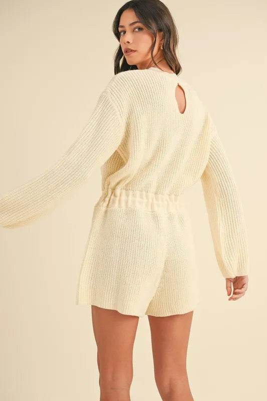 MABLE Round Neck Long Sleeve Sweater Romper - Shop Style & More | Fresh Looks, Everyday Deals & Free Shipping