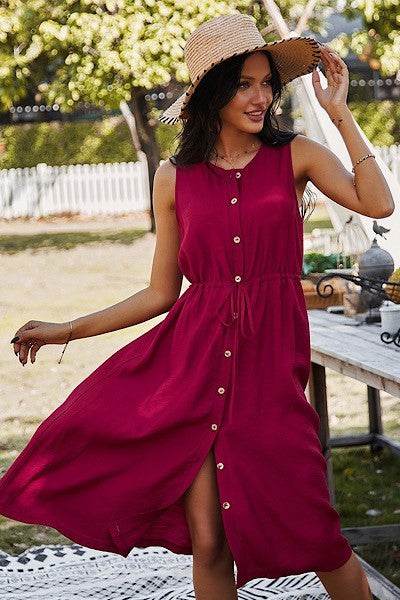 Button front sleeveless midi dress - Shop Style & More | Fresh Looks, Everyday Deals & Free Shipping
