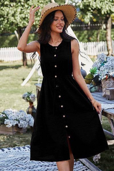 Button front sleeveless midi dress - Shop Style & More | Fresh Looks, Everyday Deals & Free Shipping