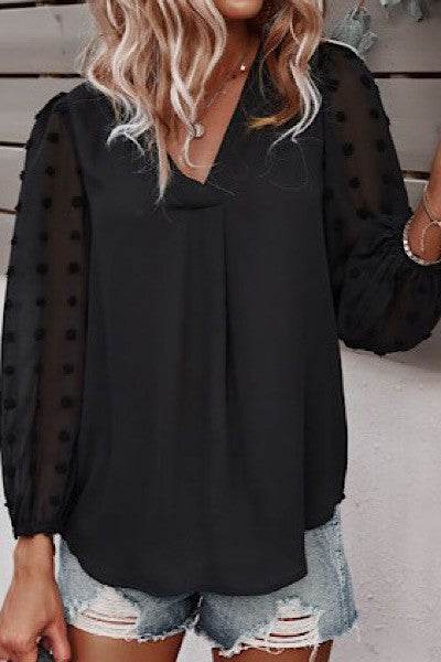 Long sleeve dotted blouse - Shop Style & More | Fresh Looks, Everyday Deals & Free Shipping