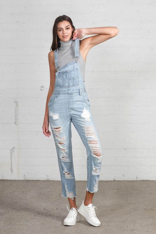 HEAVY DISTRESSED STRAIGHT FIT OVERALL - Shop Style & More | Fresh Looks, Everyday Deals & Free Shipping