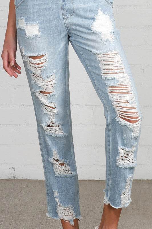 HEAVY DISTRESSED STRAIGHT FIT OVERALL - Shop Style & More | Fresh Looks, Everyday Deals & Free Shipping
