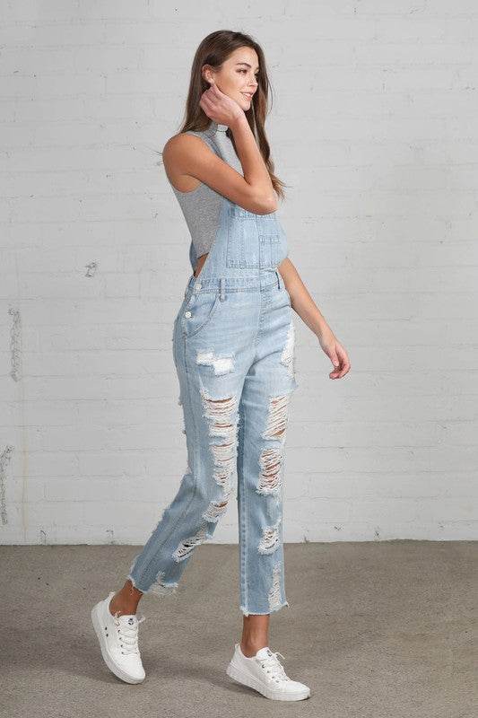 HEAVY DISTRESSED STRAIGHT FIT OVERALL - Shop Style & More | Fresh Looks, Everyday Deals & Free Shipping