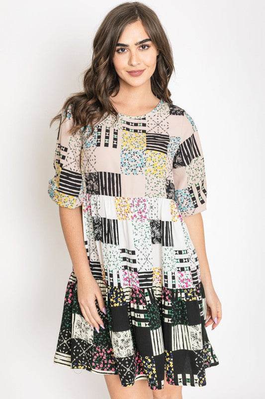 Ditsy Floral Patch Work Dress - Shop Style & More | Fresh Looks, Everyday Deals & Free Shipping