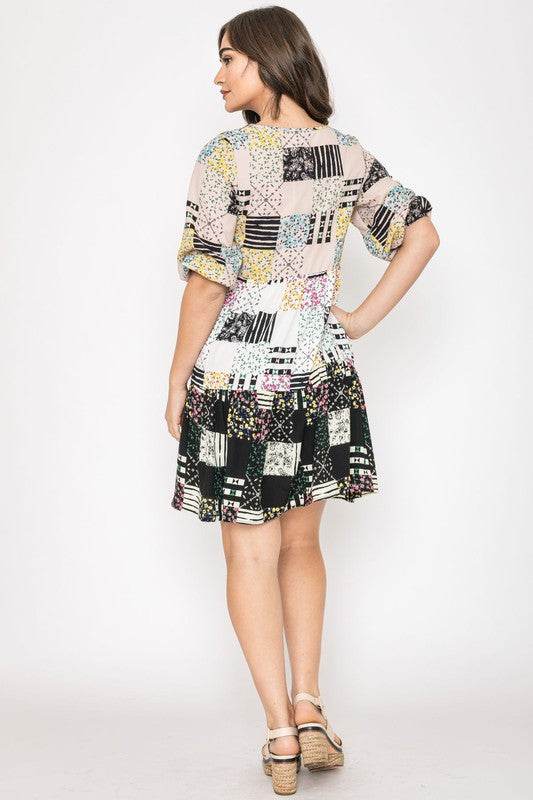 Ditsy Floral Patch Work Dress - Shop Style & More | Fresh Looks, Everyday Deals & Free Shipping
