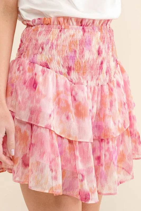 And The Why Printed Lurex Smocked Waist Tiered Skort - Shop Style & More | Fresh Looks, Everyday Deals & Free Shipping