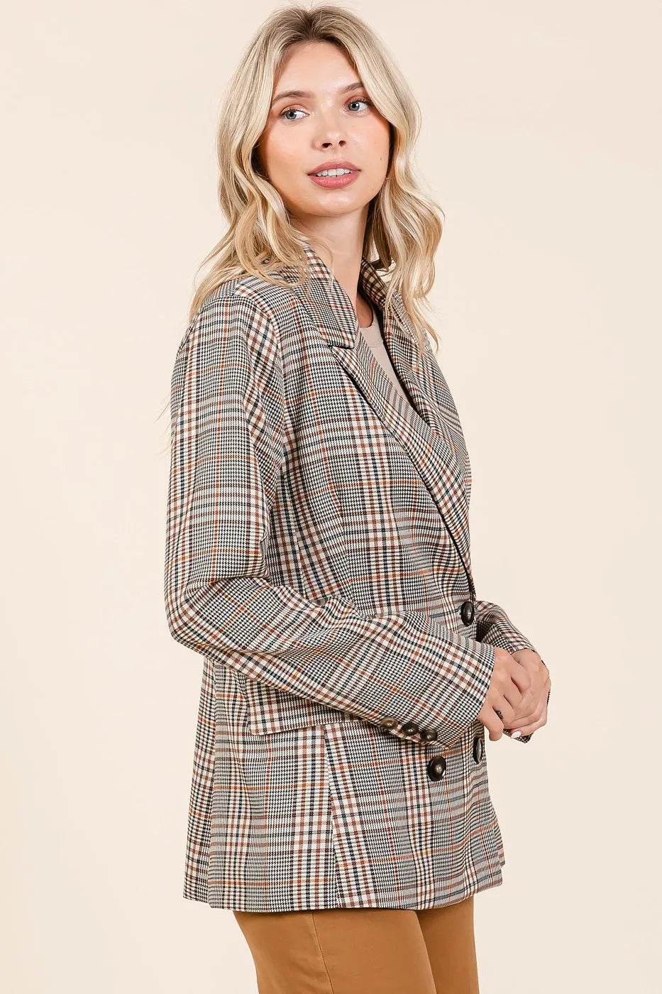 Mittoshop Plaid Double Breasted Relaxed Fit Blazer - Shop Style & More | Fresh Looks, Everyday Deals & Free Shipping