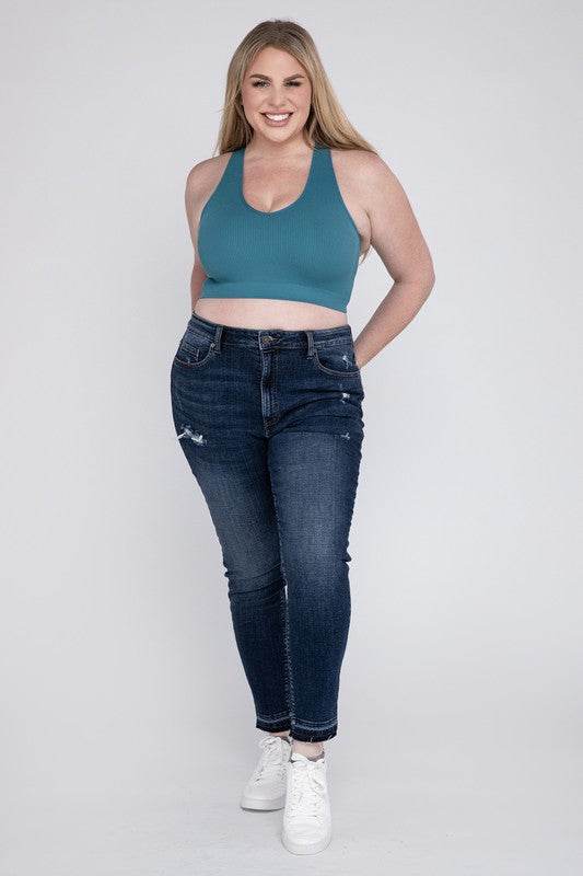 Plus Ribbed Cropped Racerback Tank Top - Shop Style & More | Fresh Looks, Everyday Deals & Free Shipping